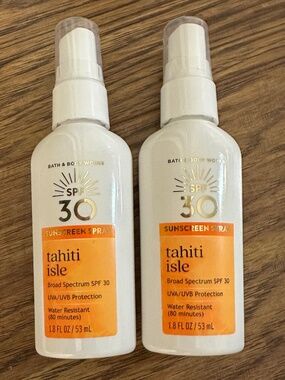 Bath & Body Works SPF 30 Sunscreen Spray Tahiti Isle (2 Travel Size Bottles) NEW